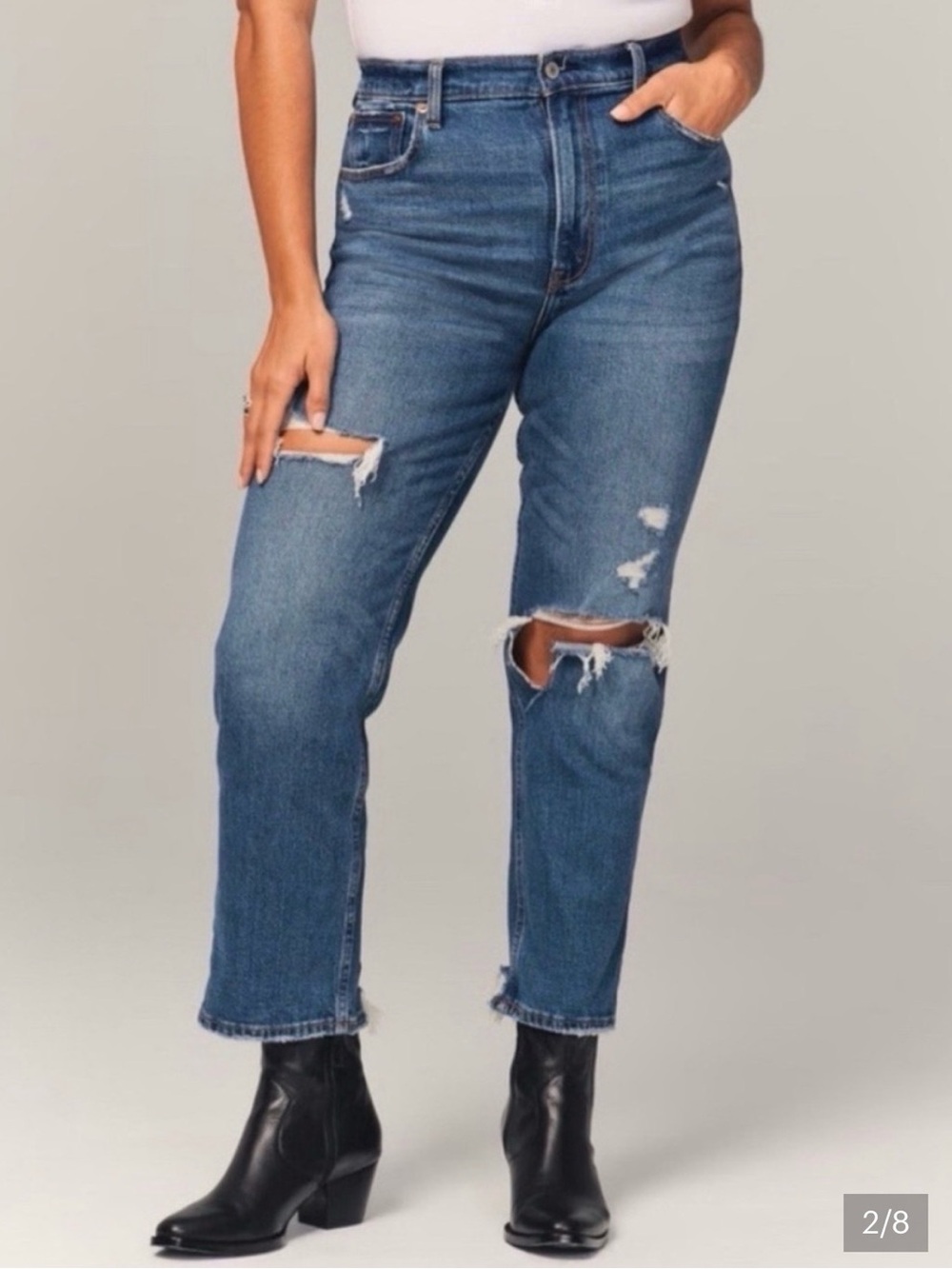 Abercrombie & Fitch Women’s Ultra High Rise Straight Ripped Jeans
